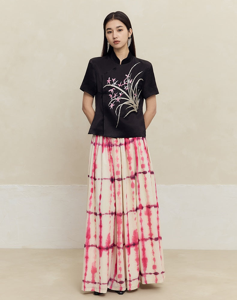 HECO 100% Cotton pink High Waist Swing Skirt Women - grace.