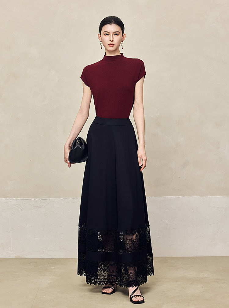 HECO Acetate Hollow Lace A-line Long Skirt women - FLOW.