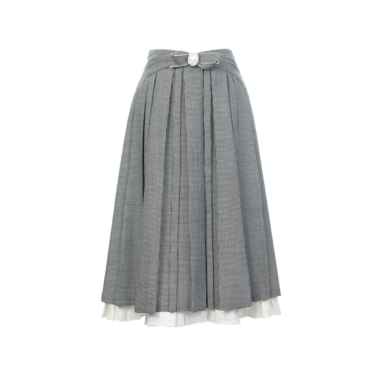 FAME bow houndstooth pleated skirt - JAXON