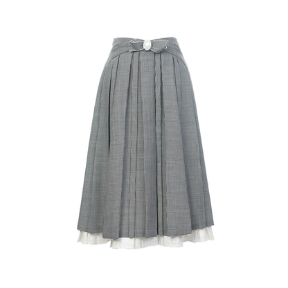 FAME bow houndstooth pleated skirt - JAXON