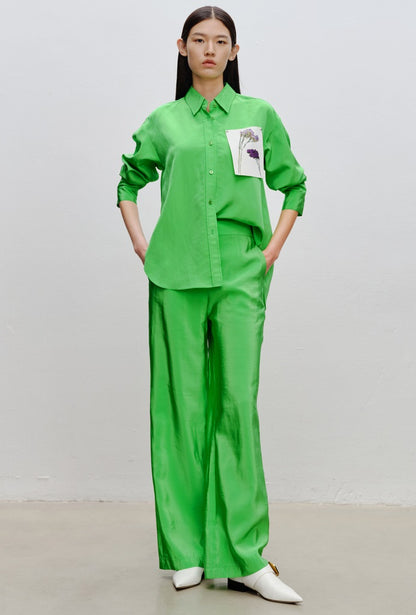 COMME MOI Lv Yan designer dopamine women's peak-necked silhouette shirts - MILA.