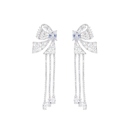 Wardrobes by Chen Bow Rhinestone Stud French Tassel Earrings-Ama