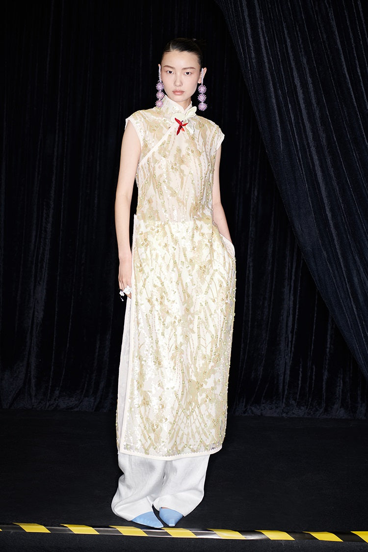 M essential Ma Kai designer brand Jinghui embroidered cheongsam long Dress - SANDRA.