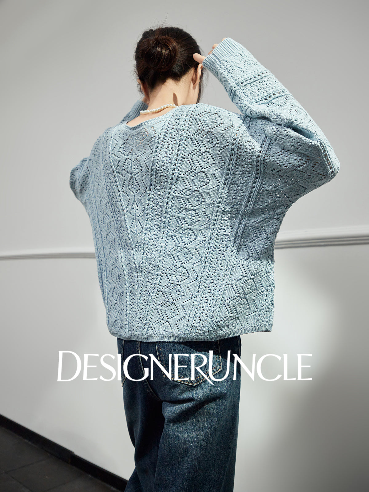 DGU "Cloud Weaving" blue knitted sew carved air quality versatile simple jacket - BEAR.