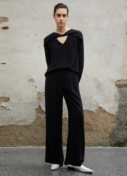 COMME MOI Designer Lu Yan Black Acetate Cutout Design Kink Pleated Shirt - LAINEY.