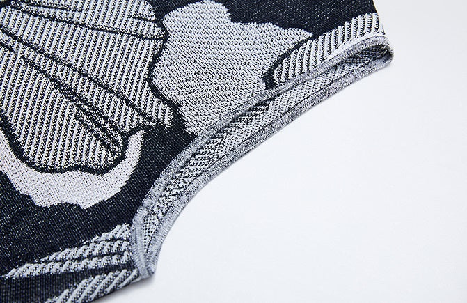 ZHUCHONGYUN black jacquard knitted top and skirt outfit set - TRYST.