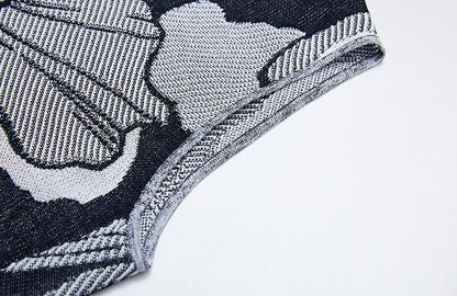 ZHUCHONGYUN black jacquard knitted top and skirt outfit set - TRYST.