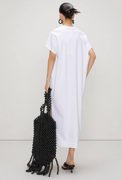 ZHUCHONGYUN ink print loose straight cotton dress-LUX.