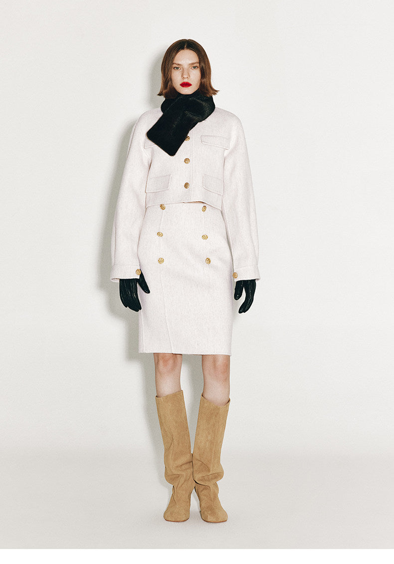 ATELIER MISS LU Vintage Cut-out Sheep Wool Double-faced Tweed Jacket - MARIA