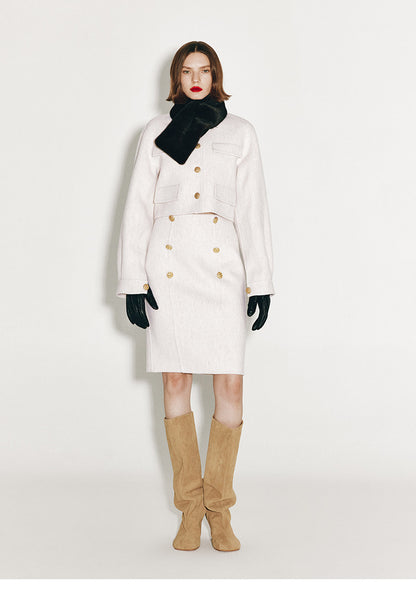 ATELIER MISS LU Vintage Cut-out Sheep Wool Double-faced Tweed Jacket - MARIA