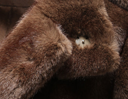 WANGXO | Tibetan Pas-Striped Mink Texture Belted Fur Coat -YUNI.