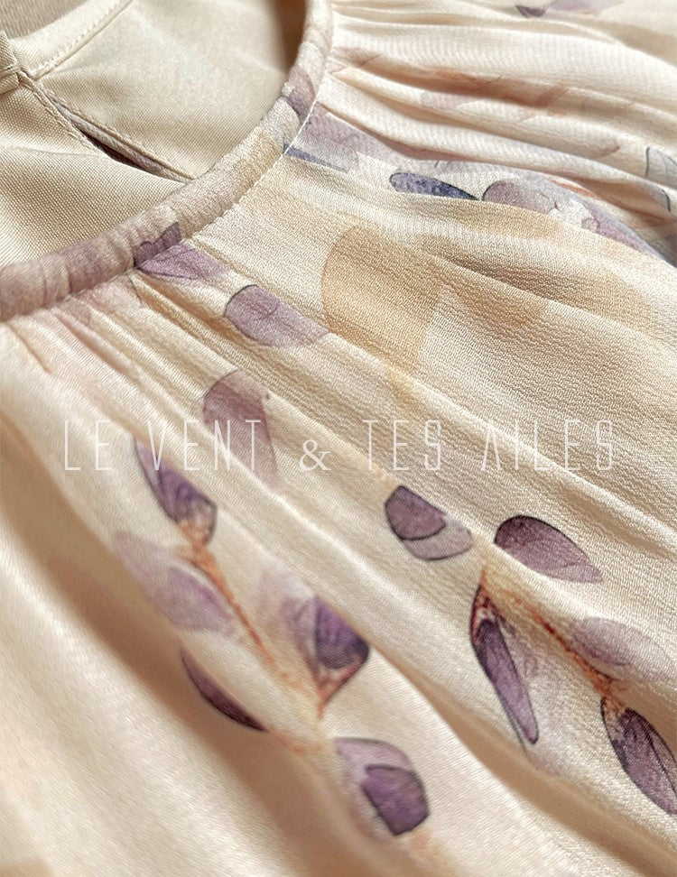 LE VENT&TES AILES floral print silk resort summer vacation maxi dress-GWEN