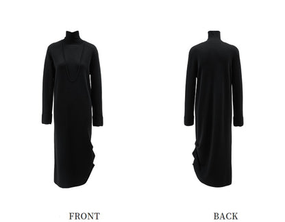 ZHUCHONGYUN black high-neck slim wool knit--AIZAKA.