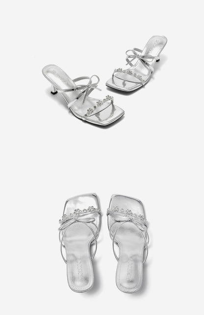 SHOESZOOO Rhinestone Strap Open Toe Sandal Heel - EXTRA.