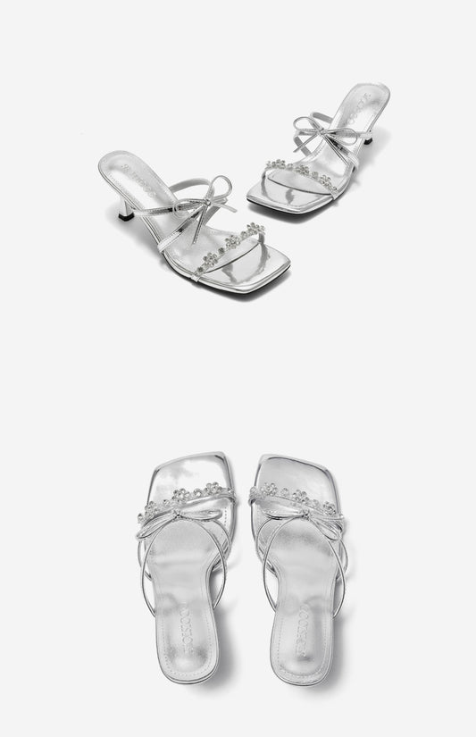 SHOESZOOO Rhinestone Strap Open Toe Sandal Heel - EXTRA.