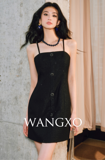 WANGXO | Luxury Silver Silk Galaxy Hot Diamond Shoulder Box Coat & Flowing Slip Dress Set -VÉRA