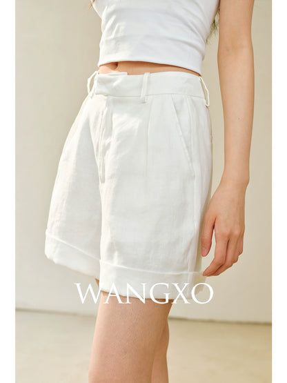 WANGXO | Pure Natural Linen Old Money Style Versatile Shorts -LUMA