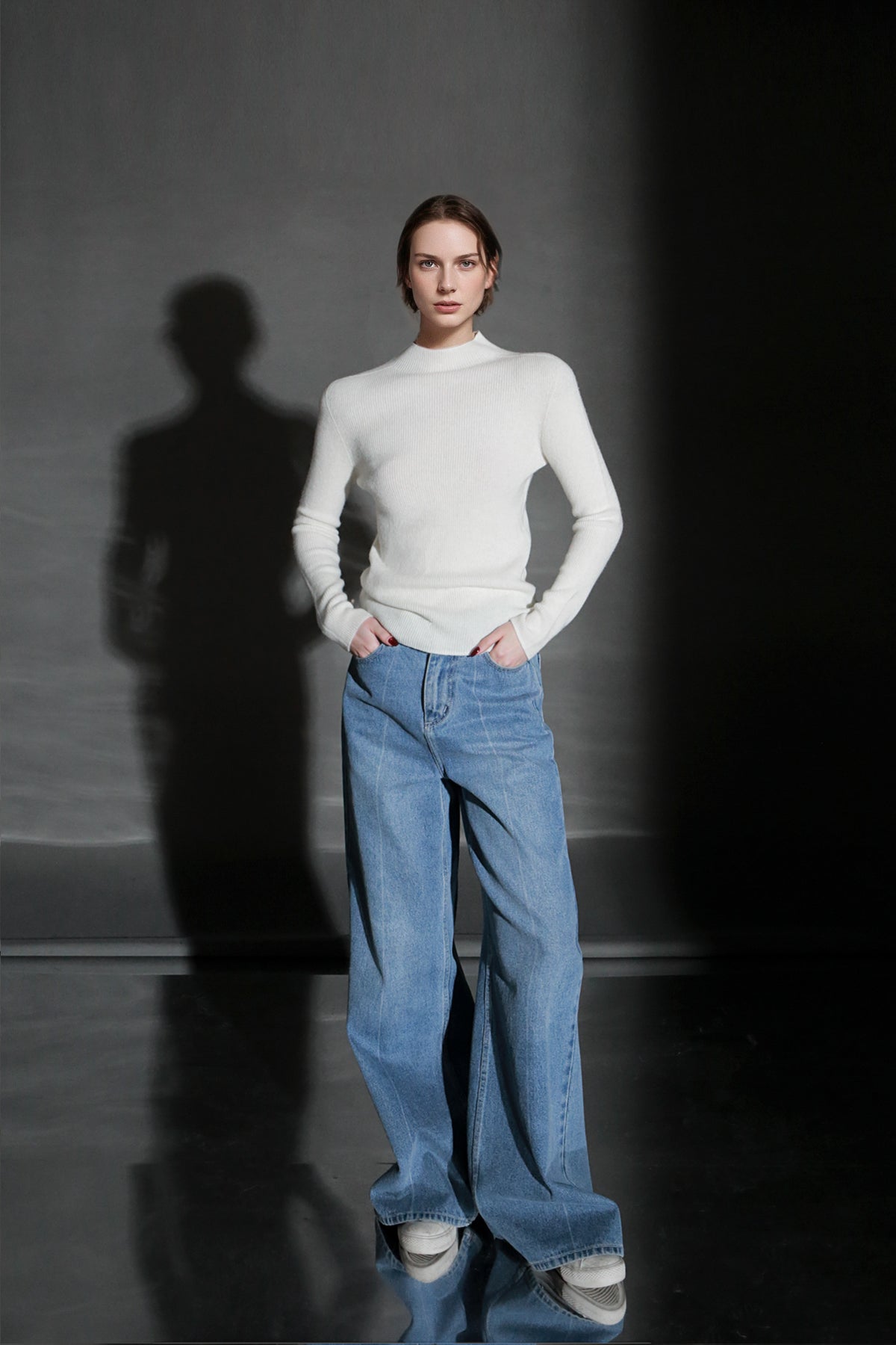 PIAOIN minimalist wool base layer women's turtle neck sweater top-GENA