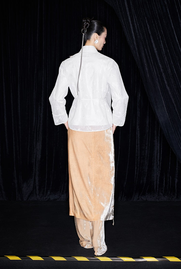 M essential Mackay designer label Quiet lace dahlia Thai lion goldfish studded Kimono Top - NICE.