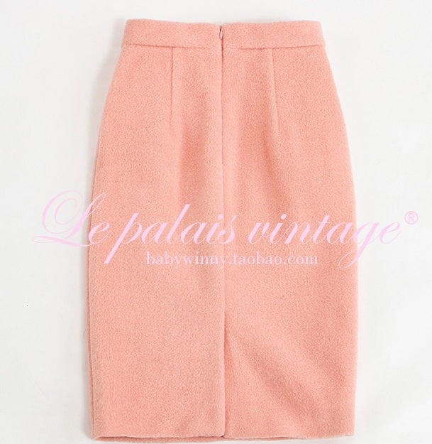 Le Palais  Peach Pie Slim Coat + Skirt Peach Pink Suit-PALM