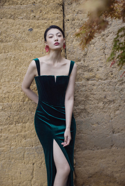 GOUDIN Evening Vintage Velvet Dress-XAVIER.