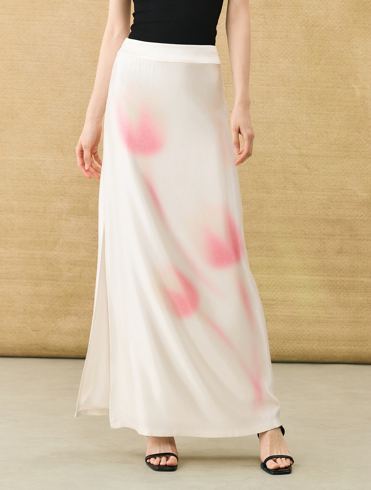 HECO Chinese high-end acetic acid skirt summer tulip print drape - ESSENCE.