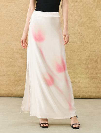 HECO Chinese high-end acetic acid skirt summer tulip print drape - ESSENCE.