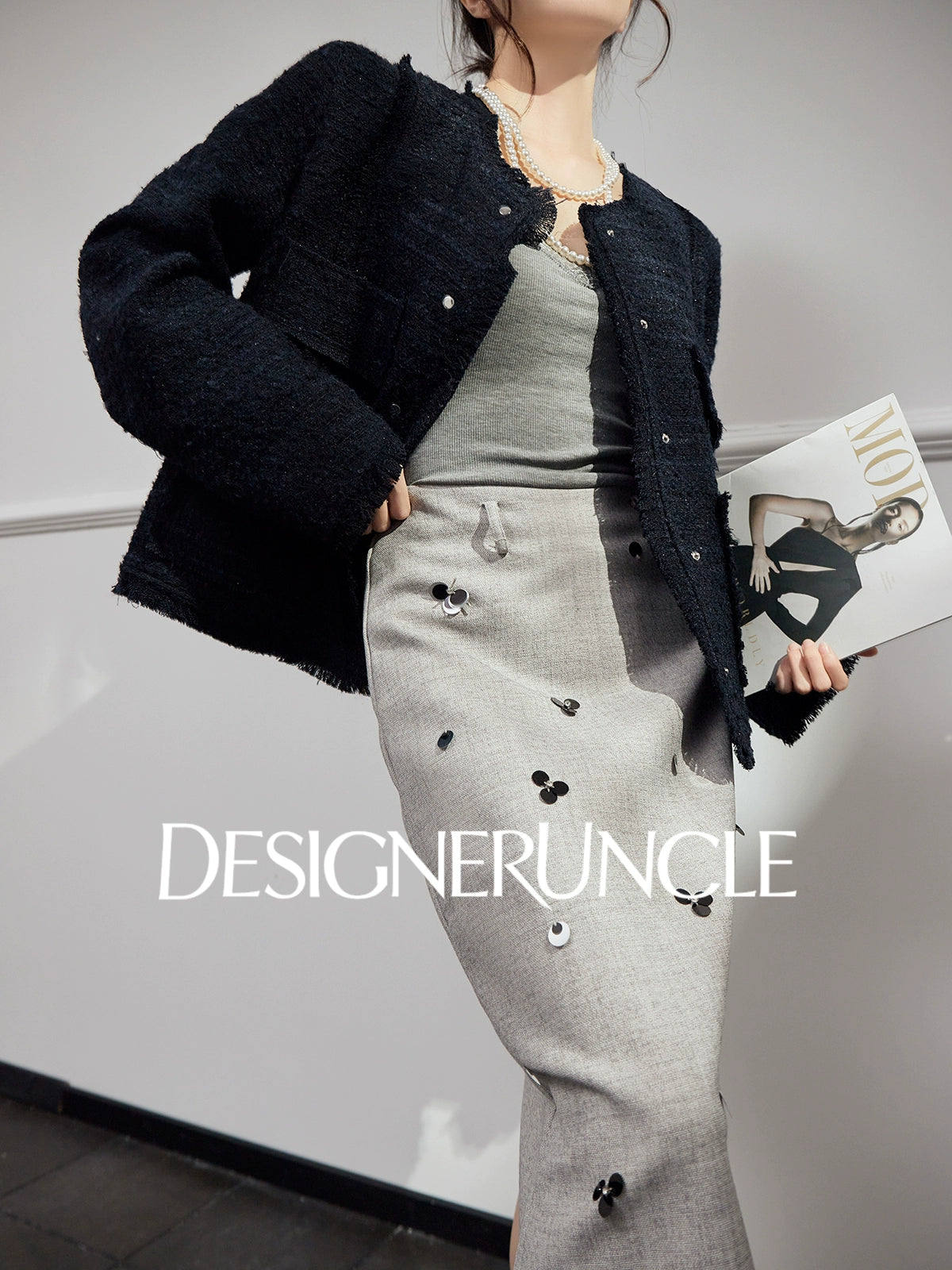 DGU "Ink Domain" navy blue jacket loose and versatile slimming high-end top - MUNC.