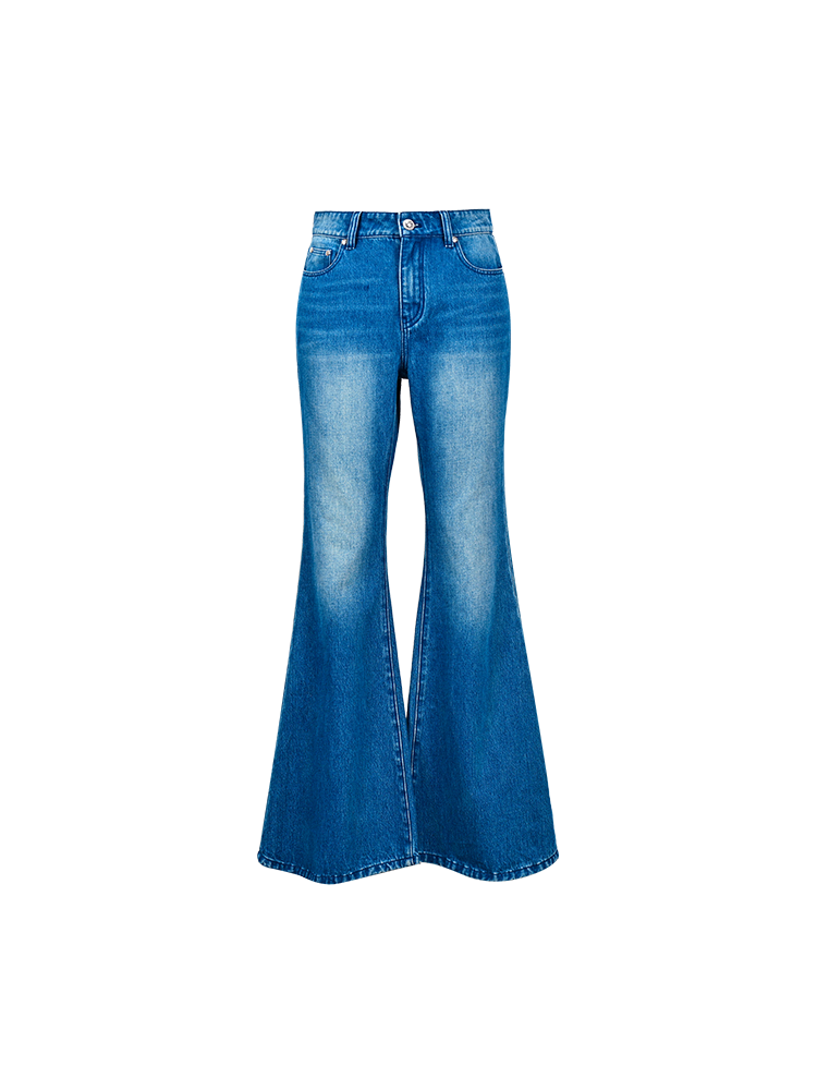 YES BY YESIR | Blue Flared Jean Pants -LIVARA.