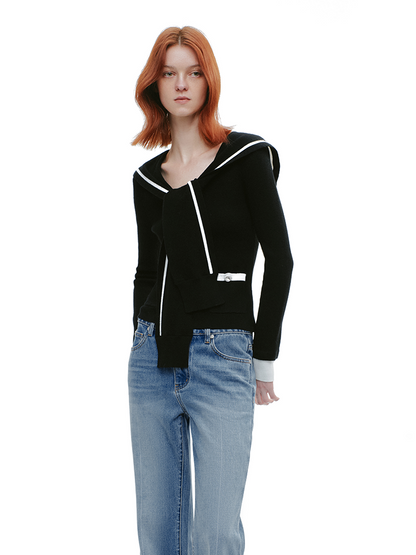 YES BY YESIR  Deconstructed sailor collar Knitted top - SAMSON.