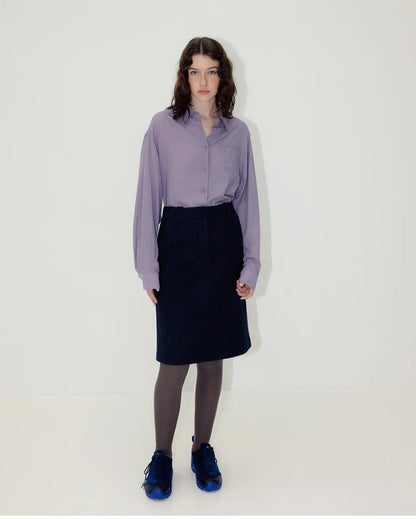 Nothing Written Long Sleeve Slightly Translucent Lavender Purple Shirt-KATE.