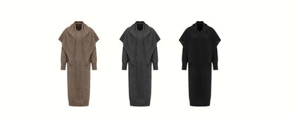 ANNASPEAK  Wool V-Neck Dress Shawl Knit Set Winter-KIKI.