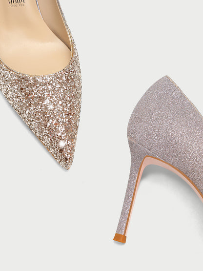 PJJUU glitter shimmering stiletto pumps shoes - ETHAN