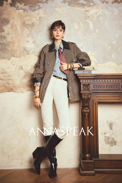 ANNASPEAK leg-shaped slightly elastic cropped straight micro-tapered pants jeans-JAG.
