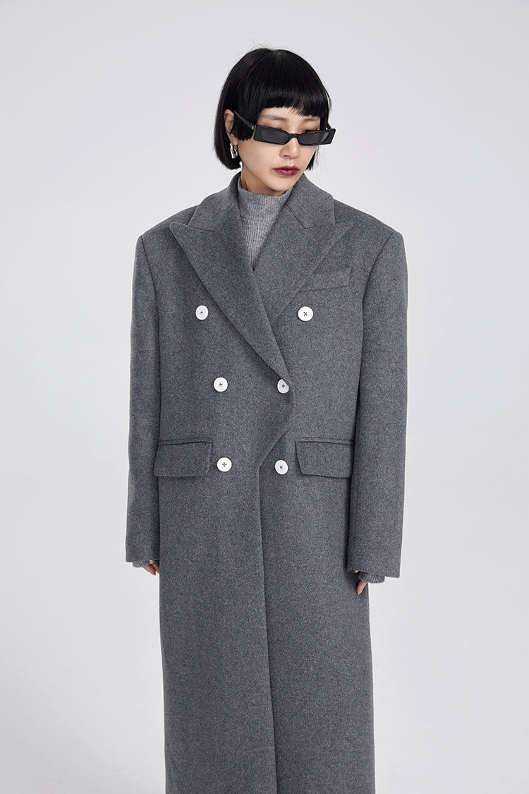 TINY IN Maxi double-breasted women's wool coat jacket - INO