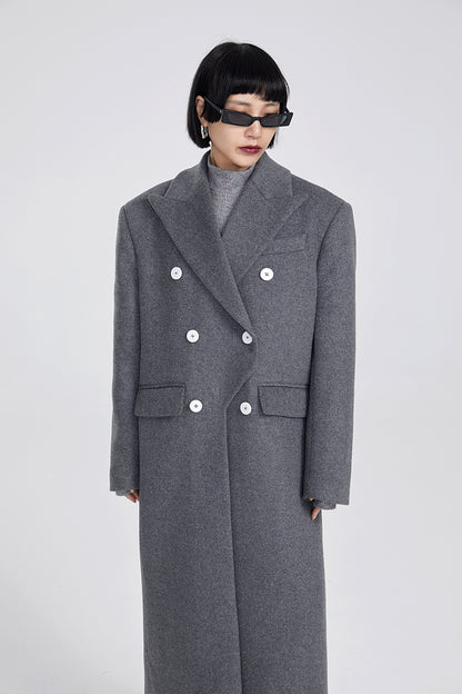 TINY IN Maxi double-breasted women's wool coat jacket - INO