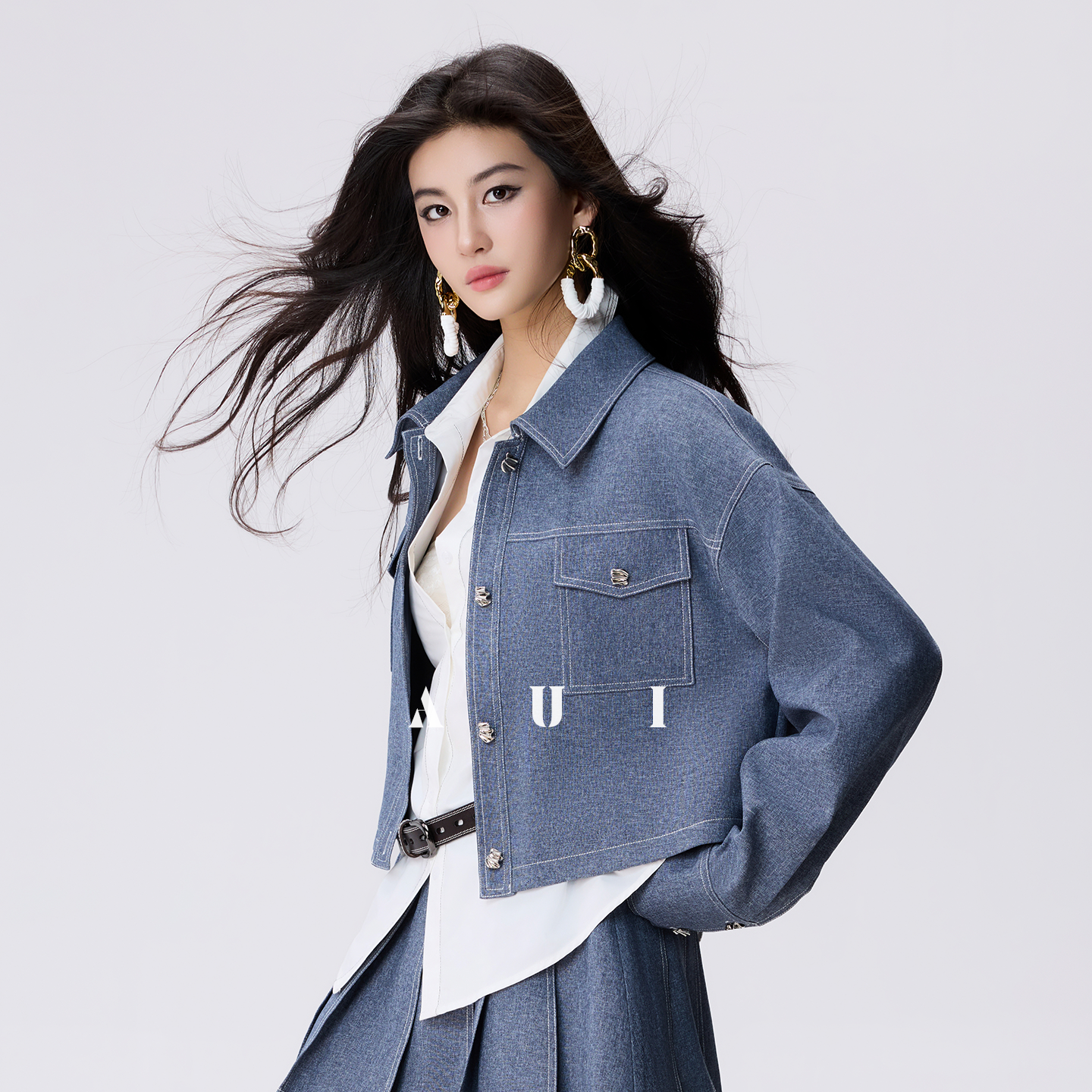 AUI  Lapel Jacket Short Jacket Pleated Skirt Two-Piece Set -  Ha-Jun