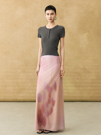 HECO Chinese gradient floral flowing temperament skirt - SWAED.