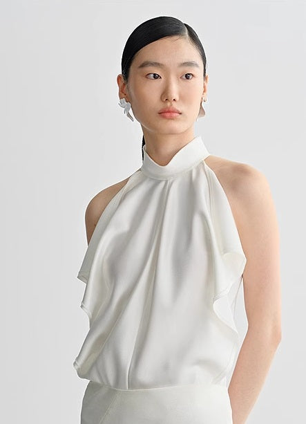 COMME MOI Lv Yan Designer Summer Women's Small Stand Collar Floater Top - ALTER.