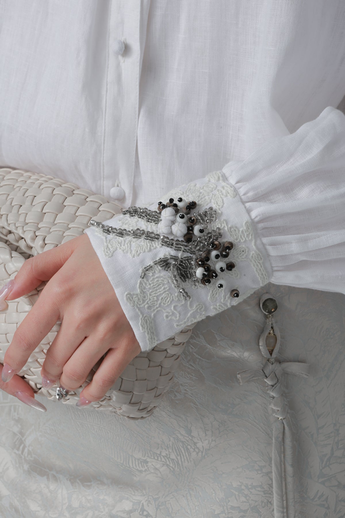 PIAOIN luxury vintage beaded design handmade custom shirt-BEATRICE.