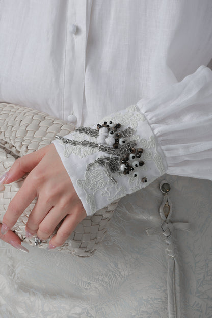 PIAOIN luxury vintage beaded design handmade custom shirt-BEATRICE.