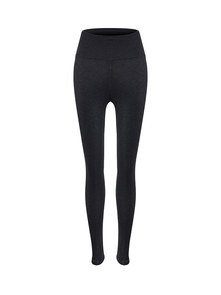 Le Palais Vintage Original Black Silver Grey Multi-Wear Wide-brimmed Fleece Hip Leggings-LEN