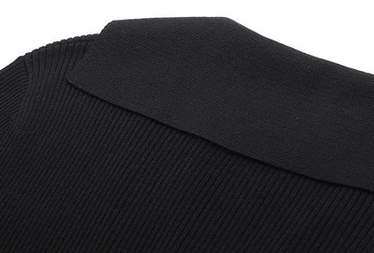ZHUCHONGYUN black simple slim knit long sleeve top-JOTARO.