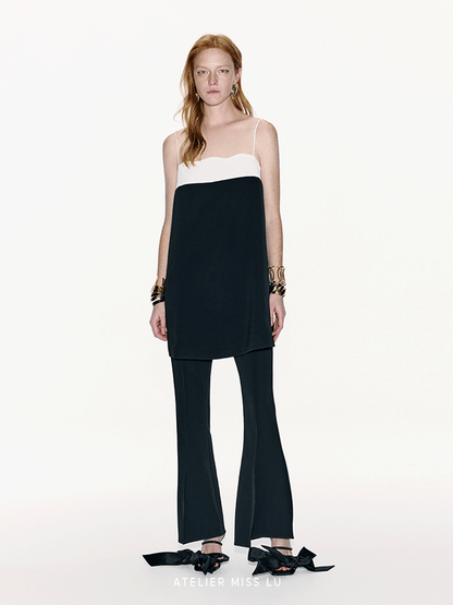 ATELIER MISS LU Contrasting Lines Wrap Around The Slip Dress - SOPHIA.