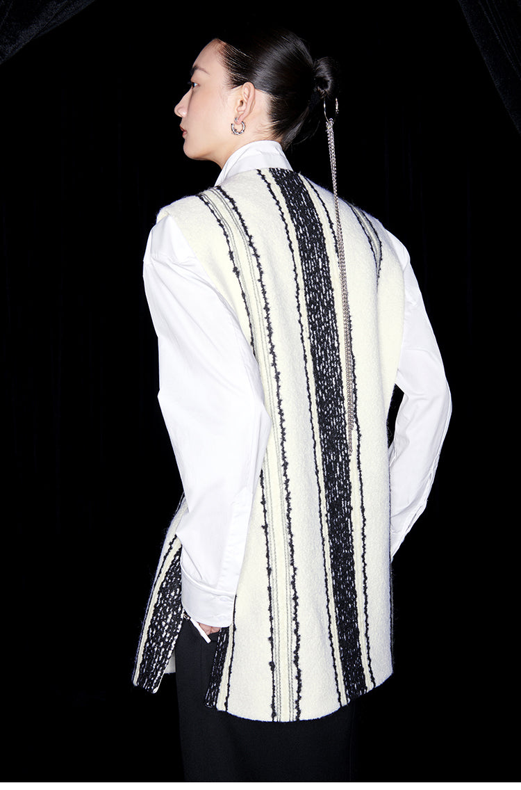 M essential Mackay designer fur stripe embroidered gilet skirt vest dress- Salumd