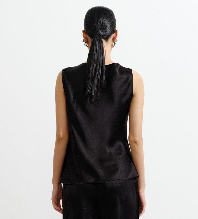 COMME MOI women's double-faced satin sleeveless vest top - SADIE.