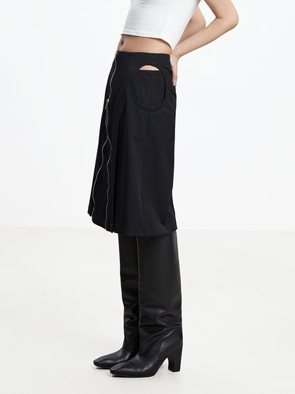TINY IN arc cutout zipper versatile women's A-line skirt -GENI