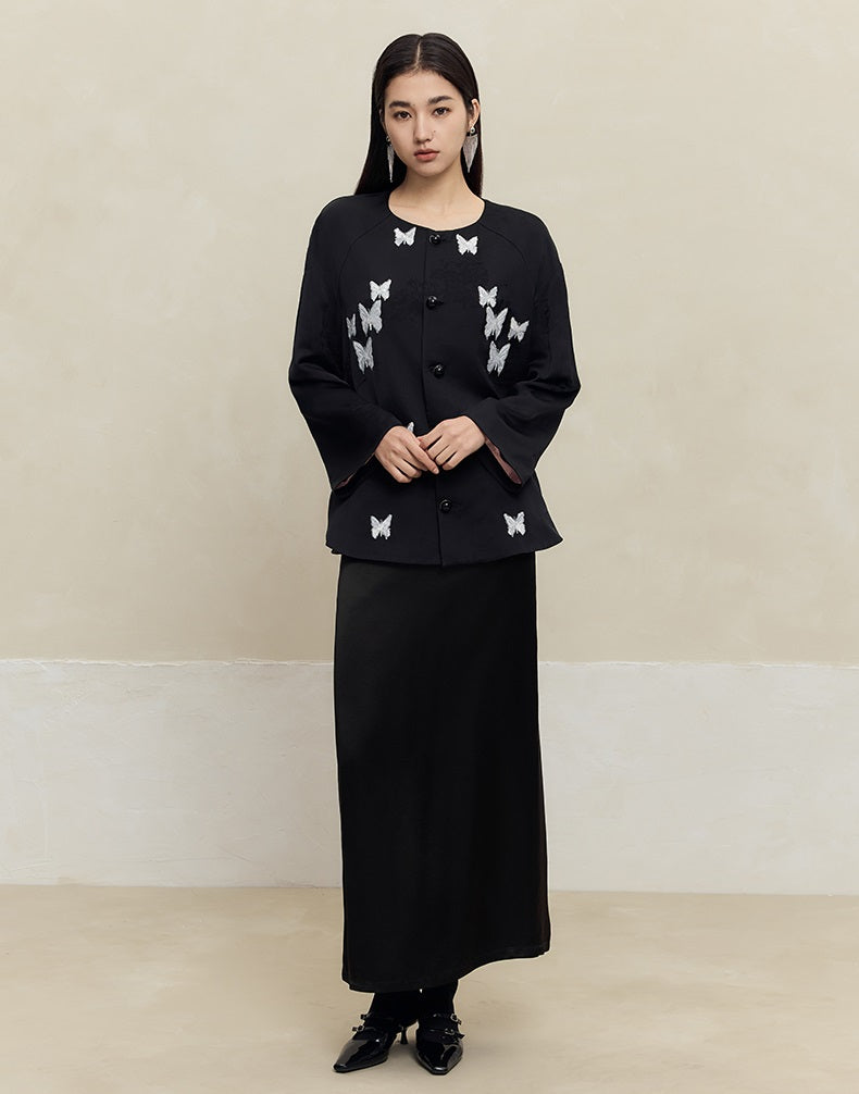 HECO acetate drape feeling thin long skirt women - great.