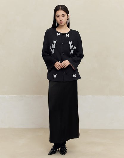 HECO acetate drape feeling thin long skirt women - great.