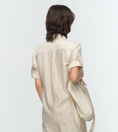 COMME MOI summer women's lapel loose short-sleeved shirt - EEMA.